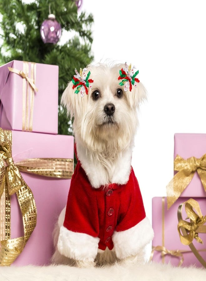 مجموعة SilTriangle من 50 قطعة من ربطات شعر الكلاب لعيد الميلاد مع أربطة مطاطية، إكسسوارات شعر الحيوانات الأليفة لعيد الميلاد، ربطات شعر لتزيين الجراء والقطط الصغيرة (أنماط متنوعة) - Image 4